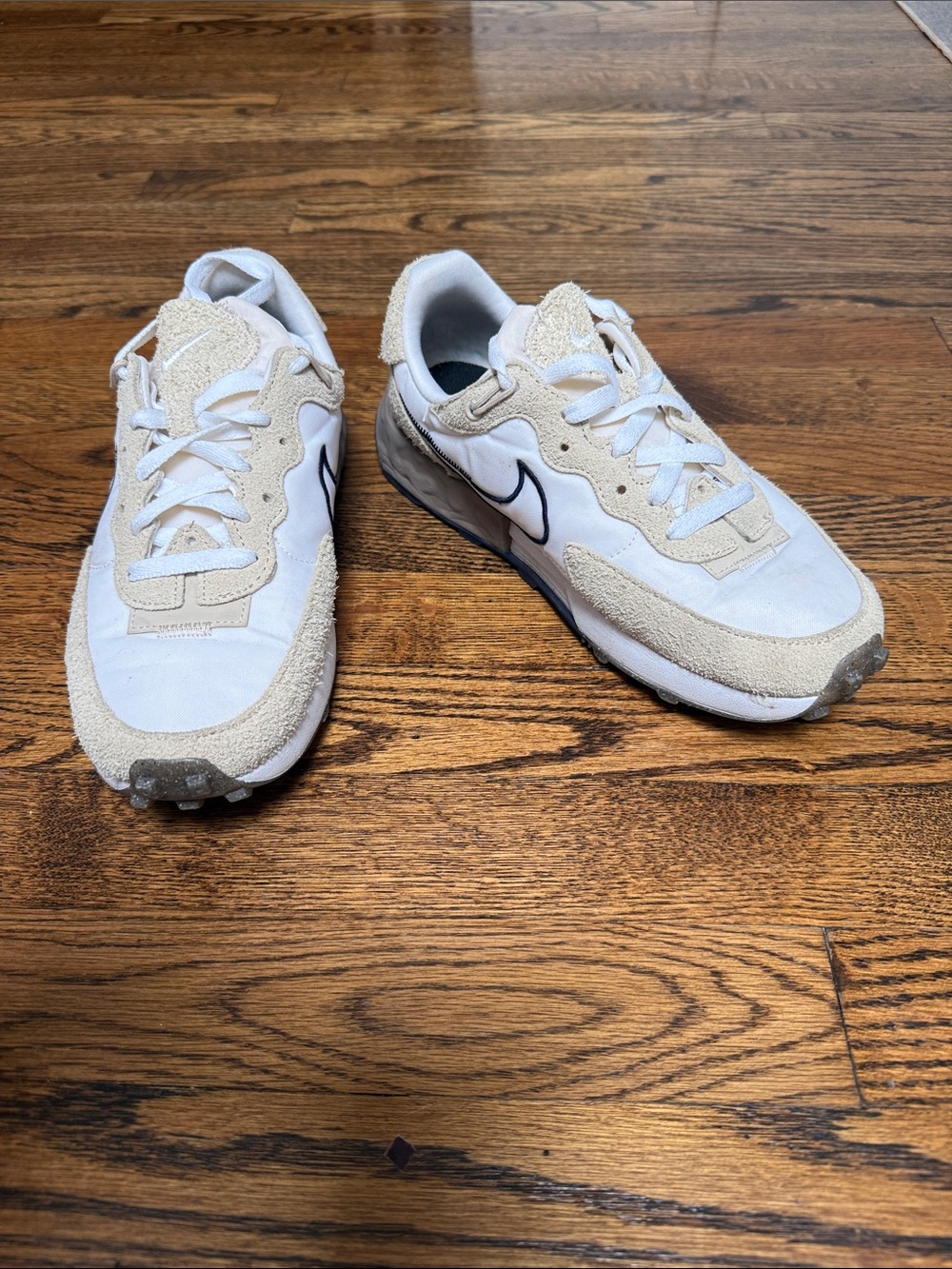 Nike Women  White & Cream Suede-Trim Sneakers